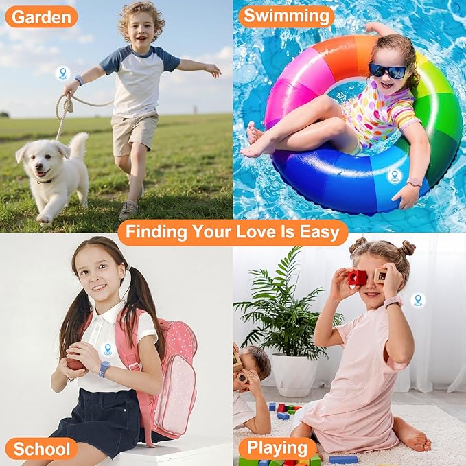 Waterproof Bracelet Compatible with AirTag for Kids (2 Pack), Protective Case GPS Tracker Holder for Child with Full Coverage Hidden Design, Soft Silicone Anti-Lost Wristband Cover for Toddler BWPW