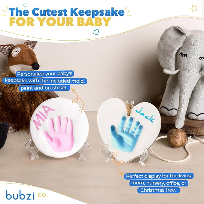 Bubzi Co Baby Keepsake Ornament - Baby Hand and Footprint Kit - Newborn Keepsake Ornament for Personalized Baby Gifts & Nursery Decor, Baby Handprint Kit for Girls & Boys