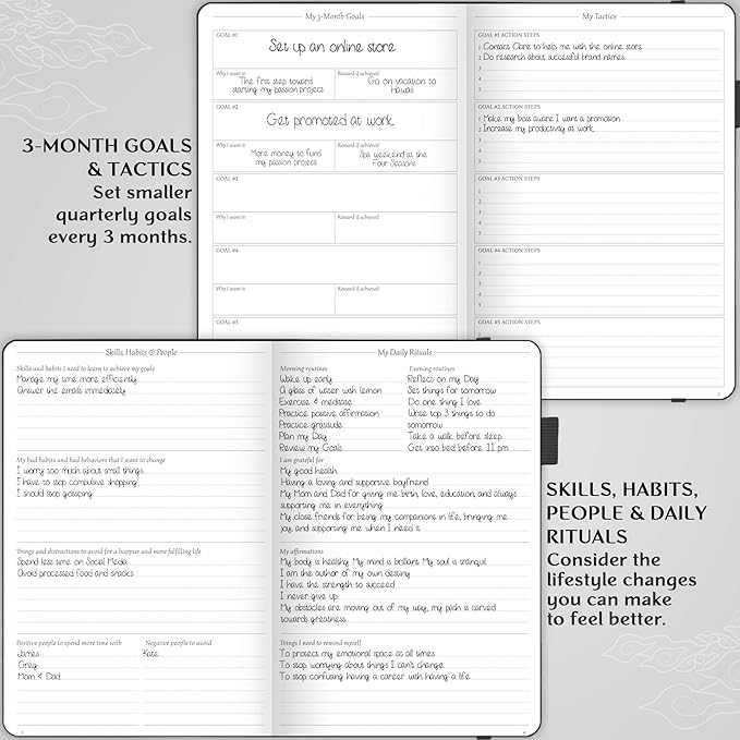 Legend Planner Daily for 3 Months – Undated Monthly Weekly & Daily Planner to Hit Goals. Organizer & Productivity Journal, A5 (Black)