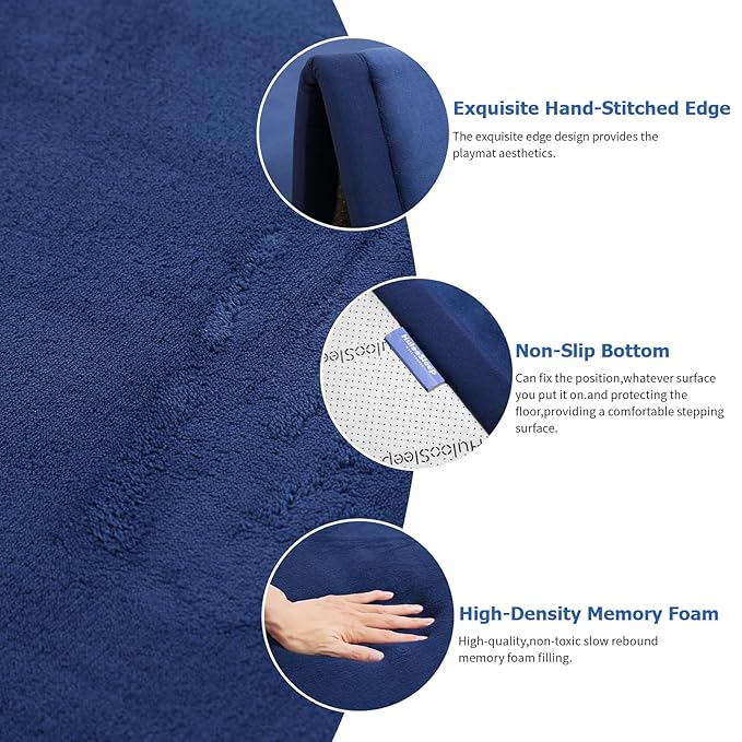 Baby Play Mat for Floor,1.3" Thick Memory foam Tummy Time Mat,Soft Coral Velvet Nursery Rug,Extra Large Non Slip for Toddlers,Infants,kids