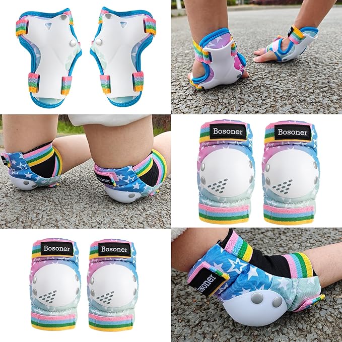 BOSONER Kids/Youth Knee Pad Elbow Pads for Roller Skates Cycling BMX Bike Skateboard Inline Rollerblading, Skating Skatings Scooter Riding Sports