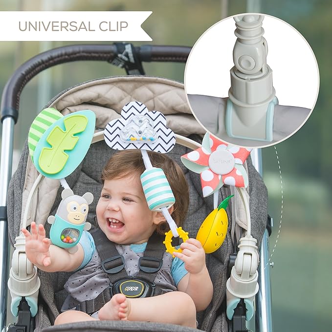 Taf Toys ‘Tropical Orchestra Arch’ | Ideal for Infant & Toddlers, Fits Stroller & Pram, Activity Arch with Fascinating Toys, Stimulates Baby’s Senses and Motor Skills Development, Easier Outdoors