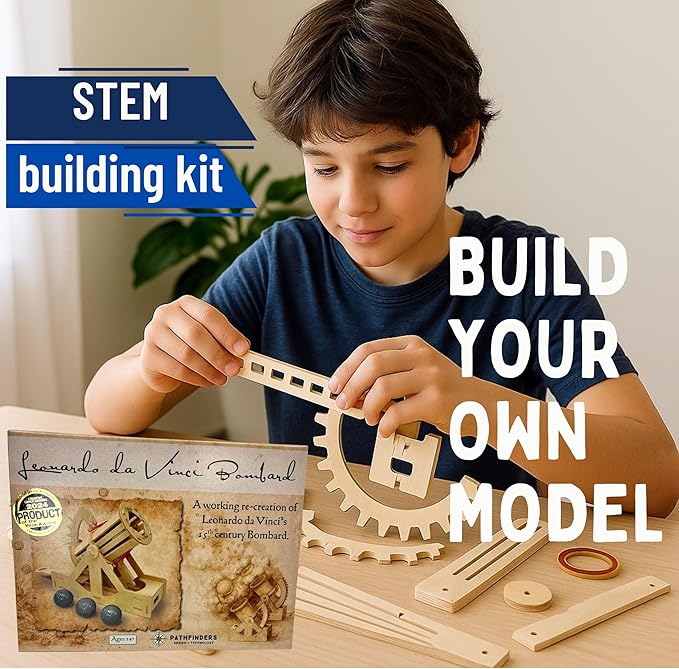 PATHFINDERS STEM Kit – Leonardo da Vinci Bombard Cannon | Science Kits for Kids Age 12-14 | stem Age 12-14 Physics Toys | Kids Engineering kit