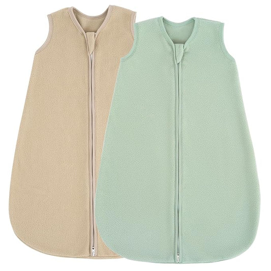 JELLYMONI Fleece Baby Sleep Sack 6-12 Months, 2 Pack 1.5 TOG Baby Wearable Blanket Winter Infant Sleeping sack with 2-Way Zipper, Warm Toddler Sleep Sack