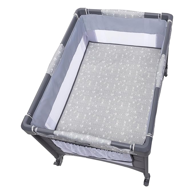 Baby Trend Nursery Den Playard with Snooze Pod and Flip Over Changer, Diamond Sage