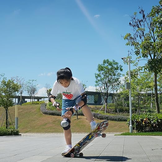 Youth/Kids Knee Pads Elbow Pads Wrist Guards Protective Gear Set for 3-15 Years Child Roller Skates, Skateboard, Cycling, Inline Skating, BMX Bike, Balance Bike, Scooter Riding and Other Outdoor Sports