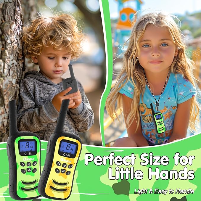 Qniglo Walkie Talkies for Kids Rechargeable 2 Pack,Camouflage Walky Talky for Children's Day Christmas Birthday Gifts Toys for Age 3-12 Boys Girls