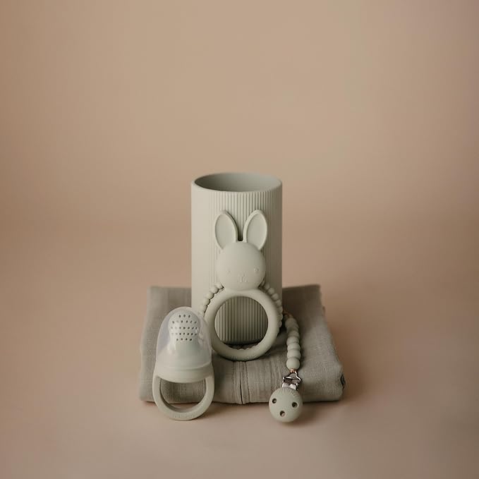 mushie Silicone Baby Fresh Fruit & Food Feeder Pacifier | 6 Months+ (Sage)