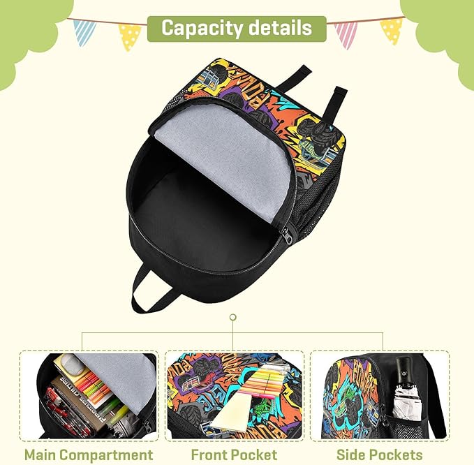 Monster Truck Car Toddler Backpack Waterproof Mini Backpack Boys/Girls Cute Small Backpack Kindergarten Pre School Bags 13 Inch