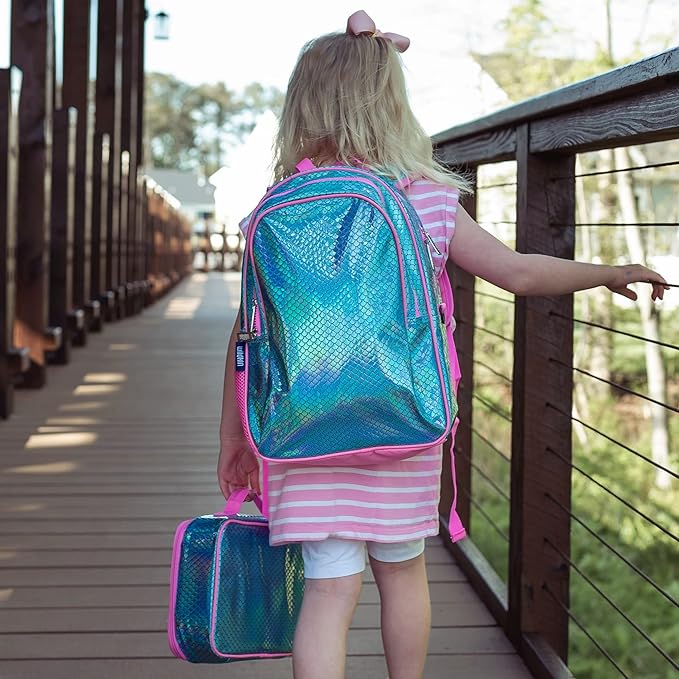 Wildkin 15-inch Kids Backpack – Durable, Padded, Adjustable for School & Travel - Mermaid Scales