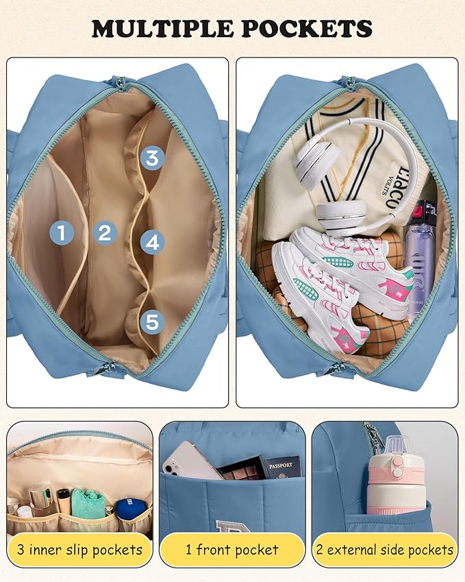 Initial Duffle Bag, Yoga Bags for Women，Overnight Bag with Wet Pocket，Lightweight Work Bags Personalized Gym Tote with Makeup Pouch-Gifts for Women Birthday