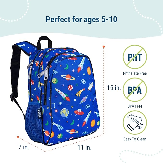 Wildkin 15-inch Kids Backpack – Durable, Padded, Adjustable for School & Travel - Out of this World
