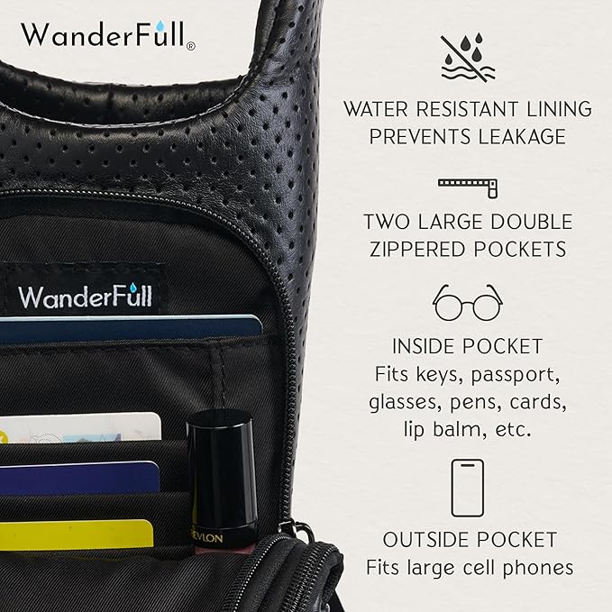 WanderFull® Original HydroBag® Collection, Water Bottle Holder w/Strap & Phone Pocket, Hands-Free Crossbody Water Bottle Bag