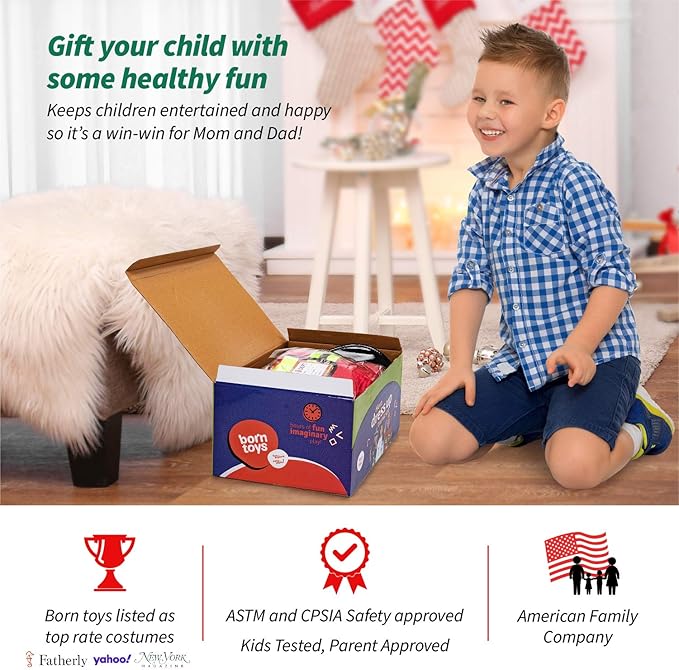 Born Toys Kids Costumes Set, 3-in-1 Dress Up & Pretend Play, Ages 3-7, Washable