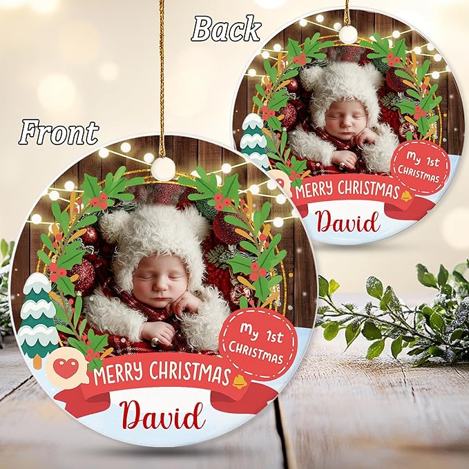 Personalized Baby First Christmas Ornament 2025 - Custom Ornament for New Babies, Boys, Girls - Sweet New Parents Keepsake - Christmas, Birthday Gift for Couples, Family, Welcoming Newborn