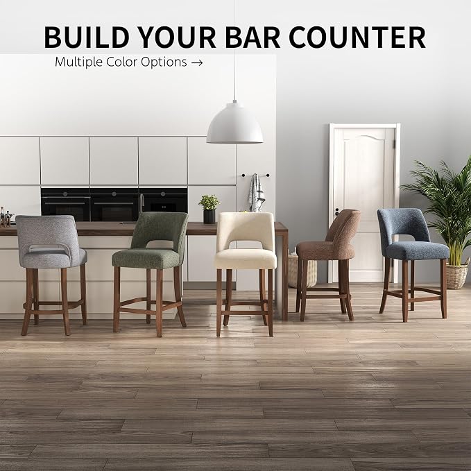 VKNOW Bar Stools Set of 2, Modern Counter Stools - Image 7