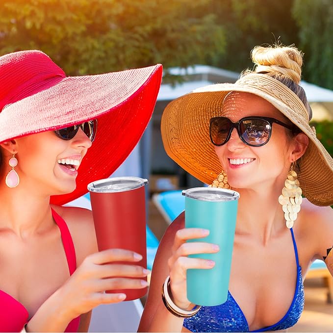 VEGOND 20oz Tumbler Bulk with Lid and Straw 1 Pack, Stainless Steel Vacuum Insulated Tumbler, Double Wall Coffee Cup Travel Mug, River Green