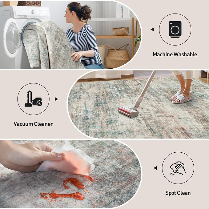 2'6''x8' Runner Rugs Washable Rug: Modern Abstract Hallway Runner Rug Indoor - Image 2