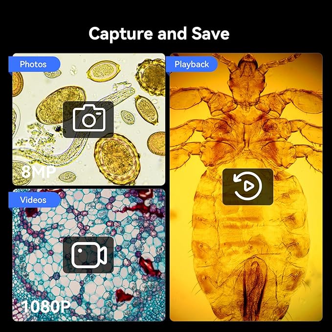 TOMLOV DM301 Max Microscope for Kids Students Adults with X-Y Stage, Digital Microscope Camera with 7" Screen, USB & HDMI Output, Wireless Biological Lab Scope for School Home Education with Slides