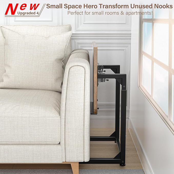 Tv Tray Table Set of 2, 8-Level Adjustable Height Couch Side Table，90° Tilt - Image 6