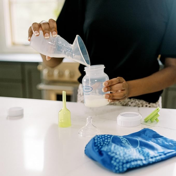 Dr. Brown's 100% Silicone One-Piece Breast Pump,Hands-Free Breast Milk Collector with Anti-Colic Options+ Baby Bottle (4 oz/120 mL),Level 1 Nipple,Travel Lid and Travel Bag