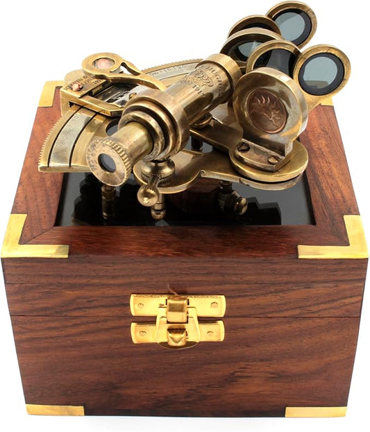 Nautical Bronze Sextant – Solid Brass Maritime Astrolabe | Vintage Ship Navigation Instrument for Nautical Decor, Collectibles, Maritime Gifts, and Navigational Tools