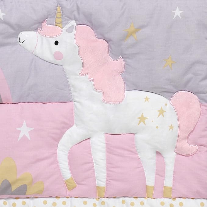Bedtime Originals Rainbow Unicorn Pink/Purple 4-Piece Baby Crib Bedding Set