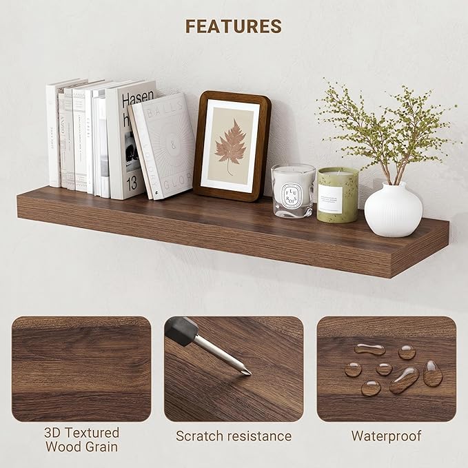 Acovy 36 Inch Floating Shelves, Wooden Shelves - Image 4