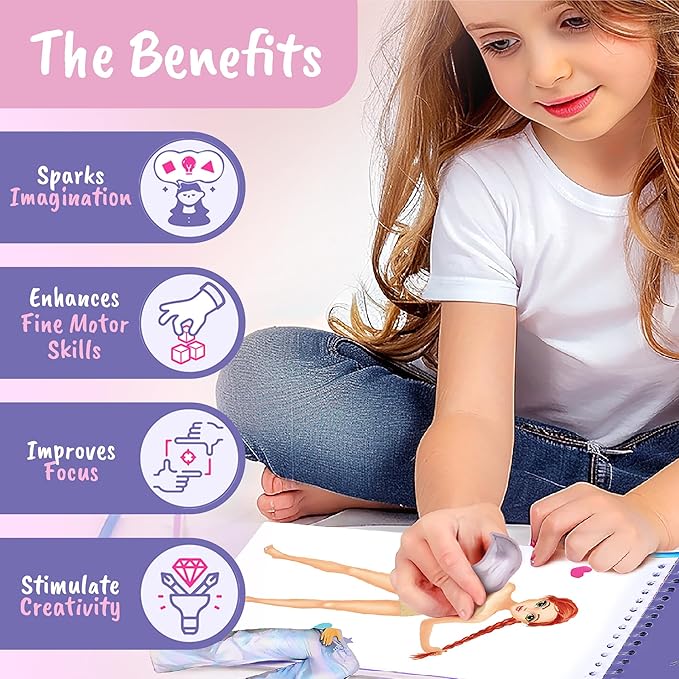 Sticker Dress-Up Dancers. Sticker Activity Book for Kids. Learn Girls Fashion Design, Dancer Poses with Sticker, and Guide for Kids 5 and up. Girls Fashion Paper Dolls Dress up Games