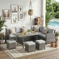 Wisteria Lane 7 Piece Patio Furniture Set, High Curved Back Wicker Outdoor by WisteriaLane