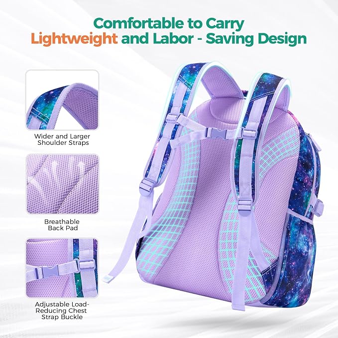 Choco Mocha Cheetah Backpack for Girls, Elementary School Backpack for Girls Ages 6-8 Kids Kindergarten Backpack Bookbag 17 Inch with Chest Strap, Purple