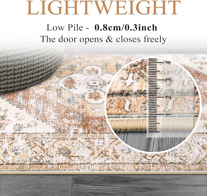 Lahome Boho Kitchen Rugs Washable - 2x3 Small Non-Slip Entry Rugs for Inside House Oriental Throw Area Rugs for Bedroom Accent Distressed Floor Doormat Carpet for Bathroom Entryway Laundry Living Room