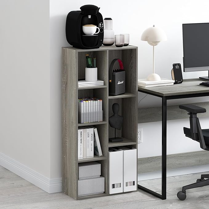 Furinno Luder 7-Cube Reversible Open Shelf, French Oak