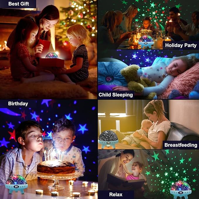 YACHANCE Kids Night Light Projector with Music.Baby Night Light Star Projector with Remote & Timer.Baby Sensory Lights Toys for Kids.Sound Machine Baby with 29 Soothing Sound for Sleeping.