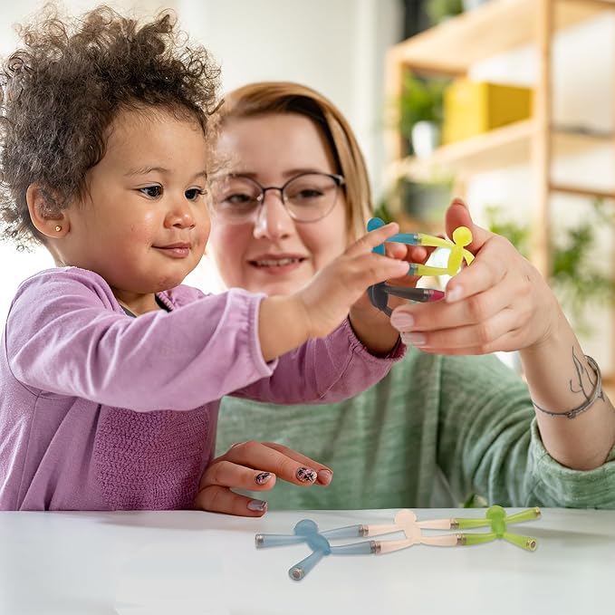 MAGMEN Enhanced Grip Magnetic Fidget Toy Figures for Kids 3-8 & Toddlers| 5 Piece Opaque Color Multipurpose MagnetSet for Travel, Road Trip, Office & Stocking Stuffer Gifts.