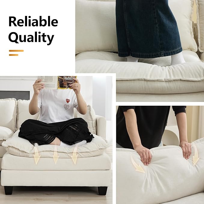 76'' Cloud Deep Seat Loveseat, Upholstered Chenille Modular 2-Seats Sectional - Image 4