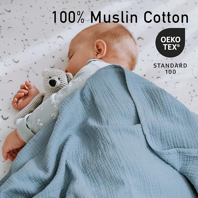 GLLQUEN BABY Muslin Swaddle Blankets,3-Pack Receiving Blanket for Newborn Boys and Girls,Baby Swaddle Blanket Unisex, Elephant,Baby Essentials, Registry & Gift, 40 x 38 inches