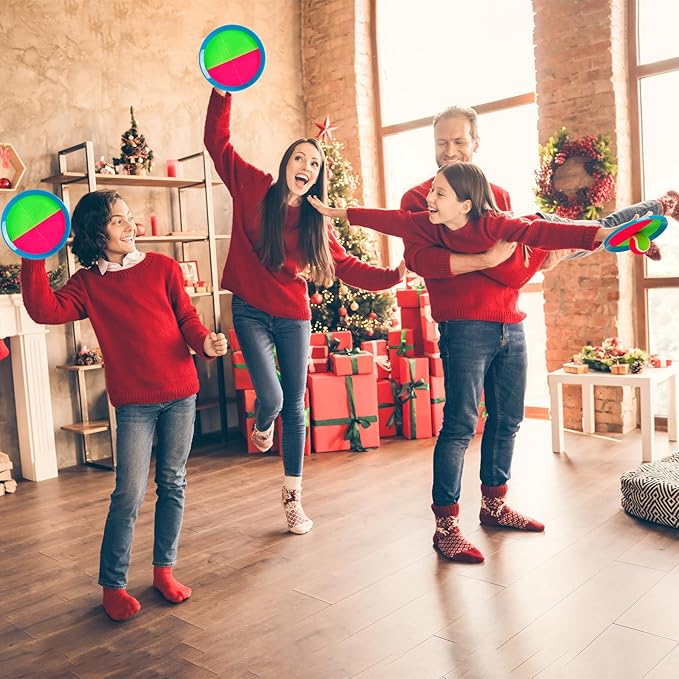 Toss and Catch Ball Set 4 Pack - Beach Toys Pool Toys Outdoor Games for Family Toddlers Kids Adults - Outside Yard Games- Classic Birthday Gift for 3 4 5 6 7 8 9 10 11 12+ Years Old Boys Girls