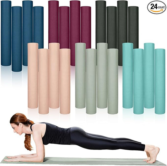 Timgle 24 Pack 68" x 24" Yoga Mat Bulk, 4mm Thick Extra Long Sports Mat Anti Slip Tear Resistant Yoga Exercise Set for Fitness Stretching Home Workout Gym and Studio