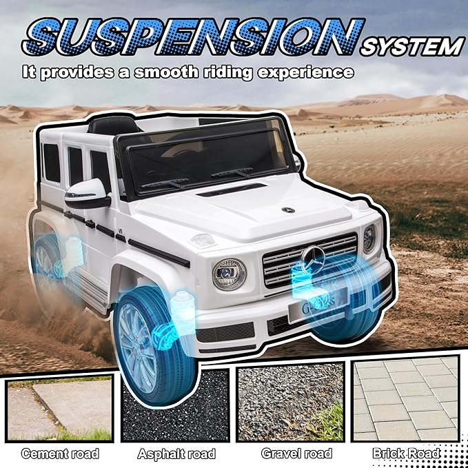Aosom 12V Kids Electric Car, Mercedes Benz G500 Licensed Battery Powered Ride on Truck for Kids with Remote Control, Headlights, Music, Suspension & Storage for Boys and Girls, White