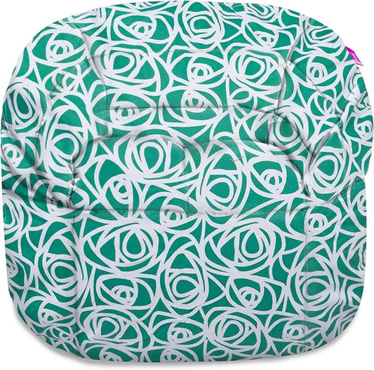 Posh Creations Structured Comfy Bean Bag Chair for Gaming, Reading, and Watching TV, Sonoma Lounge, Canvas - Roses Mint