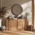 BELLEZE Sideboard Cabinet with 3 Drawers, Large Fluted Sideboard with Storage by BELLEZE