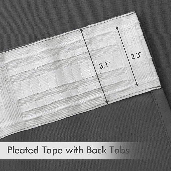 MIULEE Back Tab Grey Blackout Curtains 96 Inch Long 2 Panels Set for Living Room Bedroom, Rod Pocket/Pinch Pleated Long Thermal Insulated Room Darkening Light Blocking Floor to Ceiling Curtains/Drapes