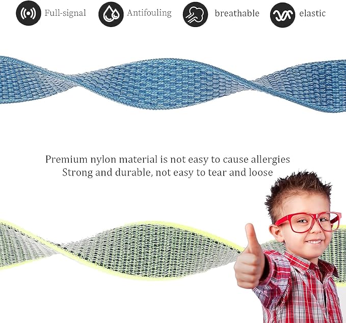 Kids Wristband Compatible with Apple AirTag, Protective Case for Air Tag GPS Tracker Holder with Nylon Bracelet, Adjustable Anti Lost Watch Band for Toddler Child Elder(Blue&Green)