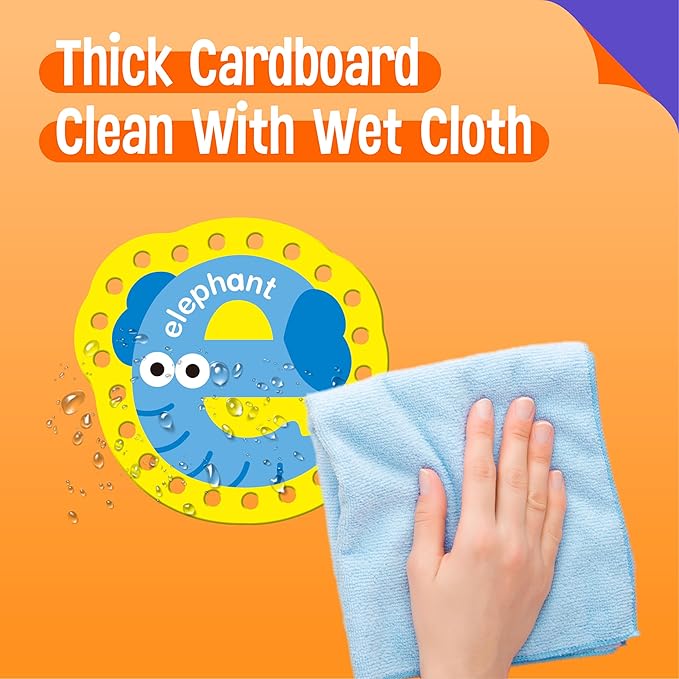 26PCS Alphabet Lacing Cards, Lowercase Letters Sewing Kit with 26 Double-Sided Cards and 26 Colorful Laces Alphabet Learning Toy Motor Skills Art Crafts for Toddlers, Kids, Students