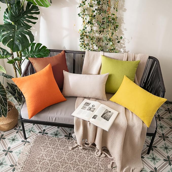 MIULEE Pack of 2 Decorative Outdoor Solid Waterproof Throw Pillow Covers Euro - Image 8
