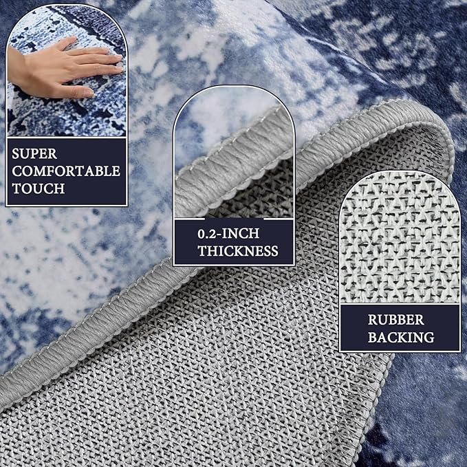 LOCHAS Washable Runner Rugs for Hallway, 2x8 Non Sip Soft Rug for Bedroom Entryway Kitchen Laundry Room, Long Abstract Carpet for Indoor Floor Bedside, Geometric Vintage Home Decor, Pet & kid Friendly