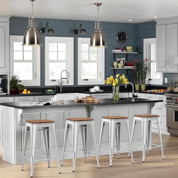 HAOBO Home 26" Backless Metal Counter Stool Height Bar Stools, Barstools by HAOBOHOME
