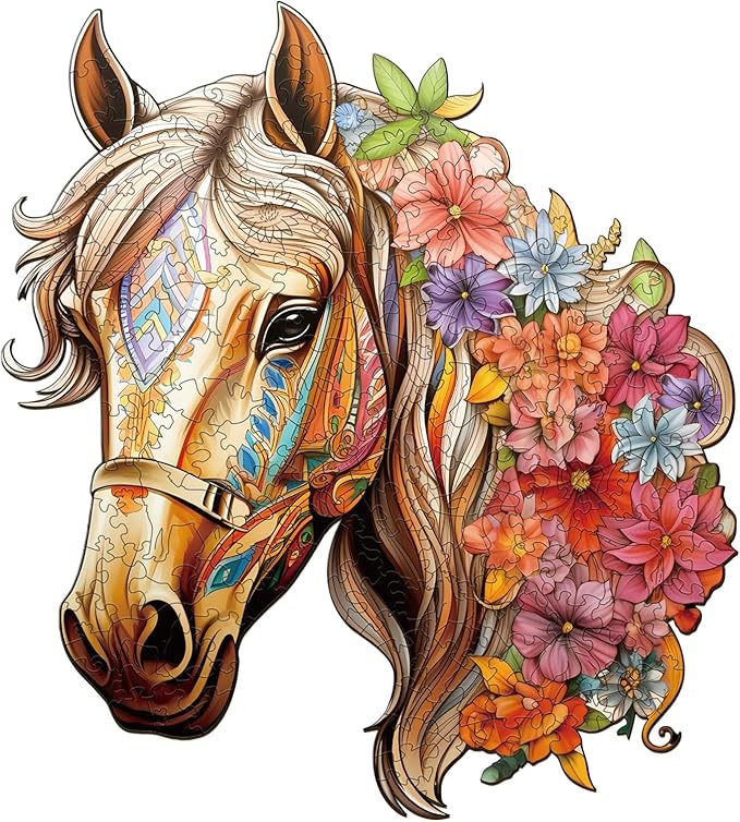 Wooden Puzzles for Adults, Wooden Horse Puzzles, 200 Pieces Puzzles for Adults, Birthday Gifts for Puzzle Lover, Wooden Jigsaw Puzzle (M-11.4 * 11in)