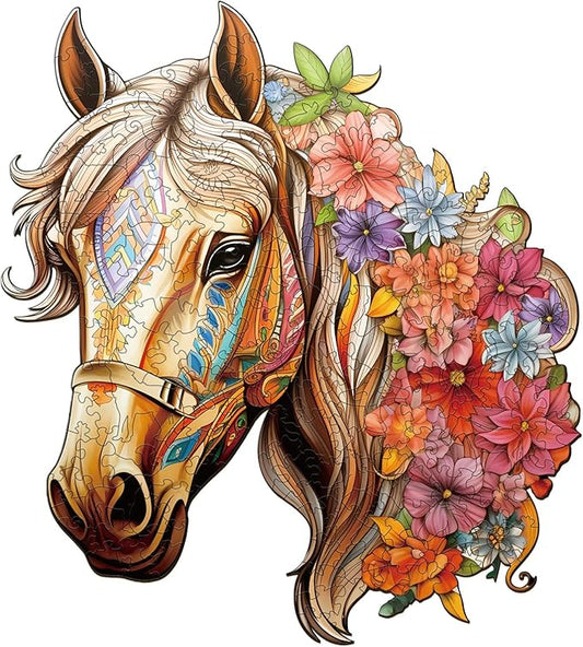 Wooden Puzzles for Adults, Wood Horse Puzzle, Unique Gifts for Men Women, Adult Puzzles (S-8.5 * 8.1in 100pcs)